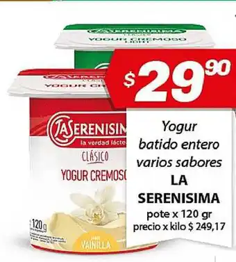 Almacor La Serenisima Yogur Batido Entero Varios Sabores x 120gr oferta