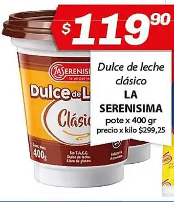 Almacor La Serenisima Dulce De Leche Clásico x 400gr oferta