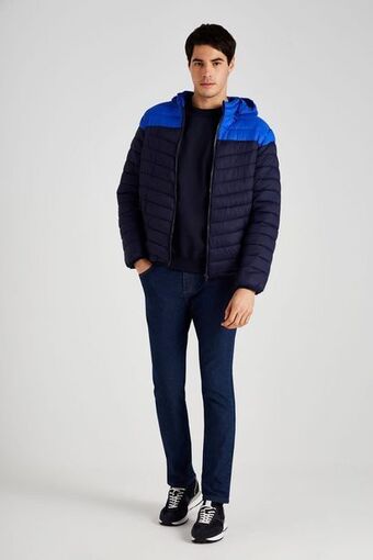 Macowens Campera inflable con capucha azul marino oferta