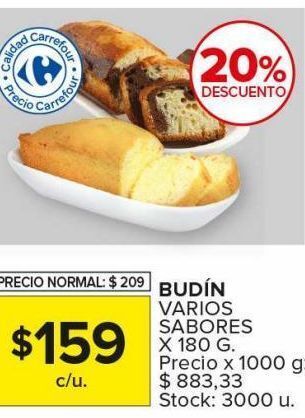 Carrefour Maxi Budín varios sabores x 180g oferta