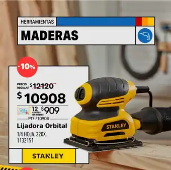 Stanley Herramientas Maderas Lijadora Orbital 1/4 Hoja 220X 1132151