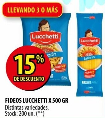 Punto Mayorista Lucchetti Fideos x 500 gr oferta