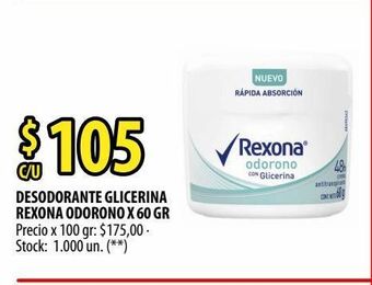 Punto Mayorista Desodorante glicerina rexona odorono x 60 gr oferta