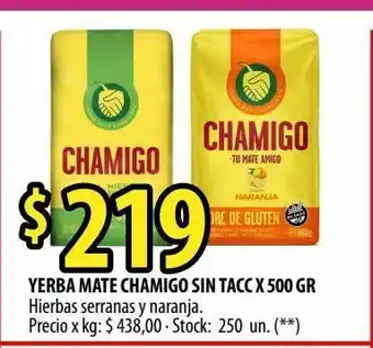 Punto Mayorista Yerba mate chamigo sin tacc x 500 gr hierbas serranas y naranja oferta