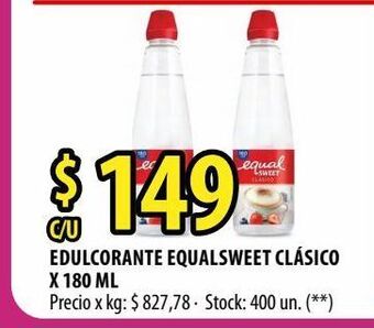Punto Mayorista Edulcorante equalsweet clásico x 180 ml oferta