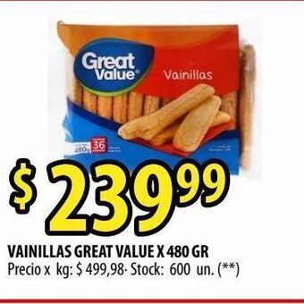 Punto Mayorista Vainillas great value x 480 gr oferta