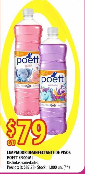 Punto Mayorista Limpiador desinfectante de pisos poett x 900 ml distintas variedades oferta