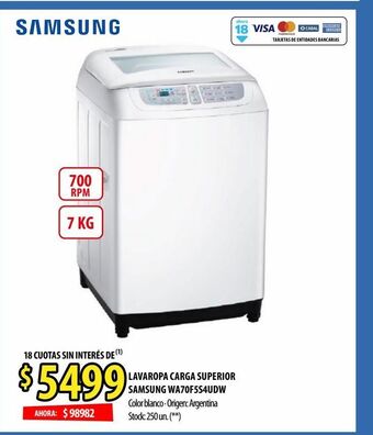 Punto Mayorista Lavaropa carga superior samsung wa70f5s4udw oferta
