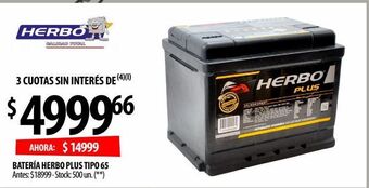 Punto Mayorista Batería herbo plus tipo 65 oferta