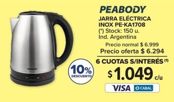 Carrefour Peabody Jarra Eléctrica Inox PE-KA1708 oferta