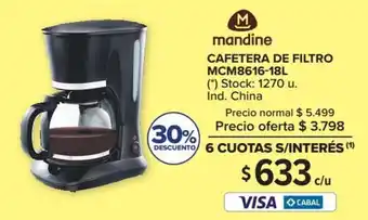 Carrefour Mandine Cafetera de Filtro MCM8616-18L oferta