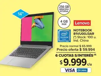 Carrefour Lenovo Notebook 81VU00J3AR oferta