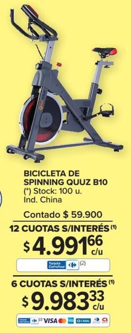 Carrefour Bicicleta de Spinning Quuz B10 oferta
