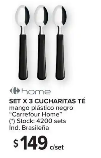 Carrefour Carrefour Home Set x 3 Cucharitas Té Mango Plástico Negro oferta