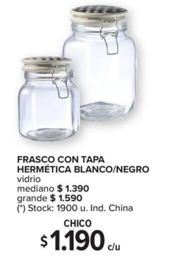 Carrefour Frasco Con Tapa Hermética Blanco/Negro oferta