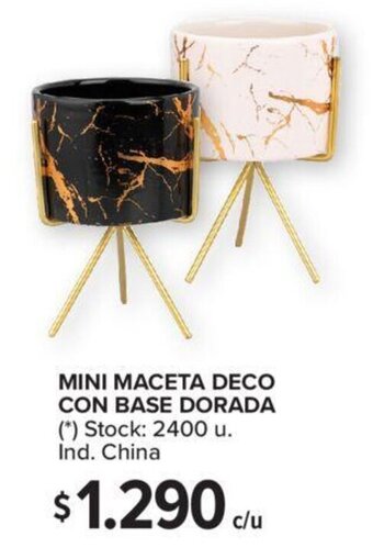 Carrefour Mini Maceta Deco Con Base Dorada oferta