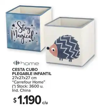 Carrefour Carrefour Home Cesta Cubo Plegable Infantil 27 x 27 x 27 cm oferta