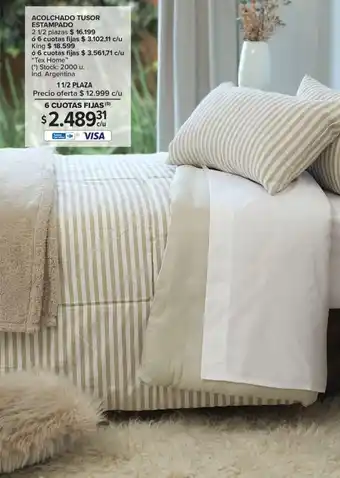 Carrefour Tex Home Acolchado Tusor Bordado 1 1/2 Plaza oferta
