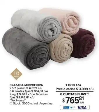 Carrefour Tex Home Frazada Microfibra 1 1/2 Plaza oferta