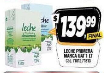 Supermercados Yaguar Leche Primera Marca Uat 1 lt oferta