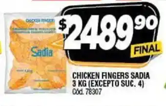 Supermercados Yaguar Sadia Chicken Fingers 3 kg(Excepto Suc.4) oferta