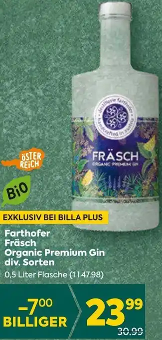 Billa Fräsch Organic Premium Gin 0,5 Liter Angebot