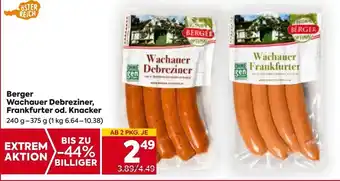 Billa Berger Wachauer Debreziner Frankfurter 240 g- 375 g Angebot