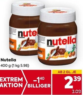 Billa Nutella 400 g Angebot