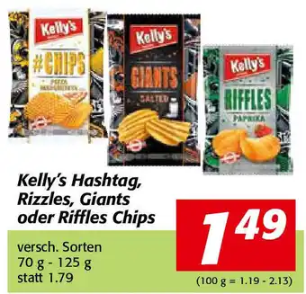 Nah&Frisch Kelly's Hashtag,Rizzles,Giants Oder Riffles Chips 70g-125g Angebot