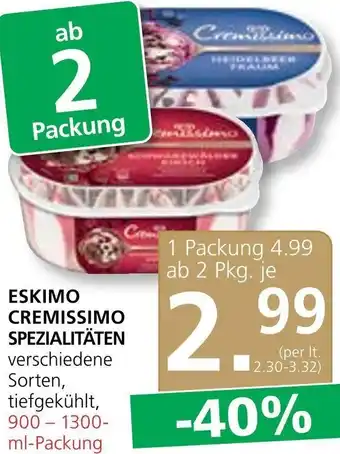 SPAR Gourmet Eskimo Cremissimo Spezialatäten 900-1300 ml Angebot
