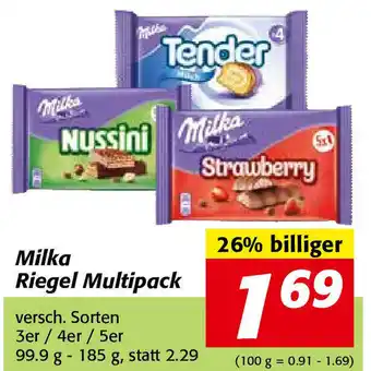 Nah&Frisch Milka Riegel Multipak 99.9g -185 g Angebot