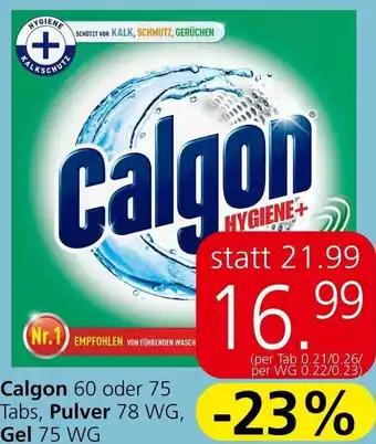 Calgon 60 oder 75 Tabs, Pulver 78 WG, Gel 75 WG