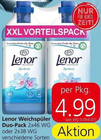 Eurospar Lenor Weichspüler Dou-Pack 2x46WG oder 2x38WG Angebot