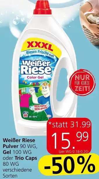 Eurospar Weißer Riese Pulver 90 WG, Gel 100 WG oder Trio Caps 80 WG Angebot