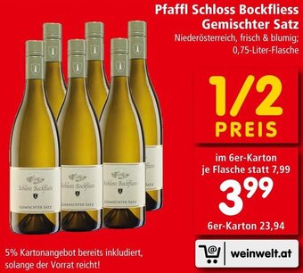 Interspar Pfaffl Schloss Bockfliess Gemischter Satz 0,75 Liter Angebot