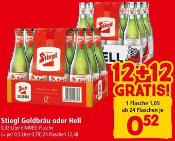 Interspar Stiegl Goldbräu oder Hell 0,33 Liter Angebot