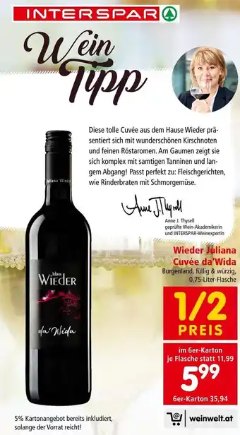 Interspar Wieder Juliana Cuvée Da‘Wida 0,75 Liter Angebot