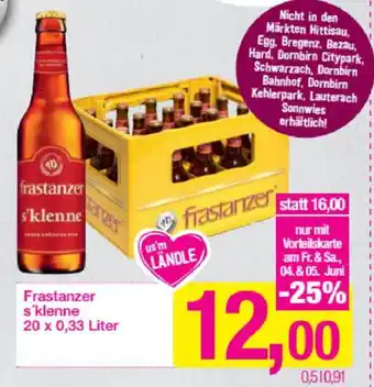 Sutterlüty Frastanzer S'Klenne 0,33 Liter Angebot
