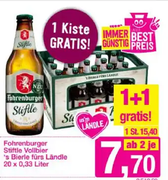 Sutterlüty Fohrenburger Stiftle Vollbier 's Bierle Fürs Ländle 0,33 Liter Angebot