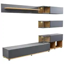 Wohnwand Modern 5 Tlg. Silk Wotaneiche Dekor/Anthrazit
