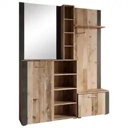 Möbelix Garderobe Barry Old Wood / Anthrazit B 150 cm mit Spiegel Angebot