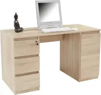 Möbelix Schreibtisch mit Stauraum B 138 cm H 74,4cm Stefan, Eiche Angebot