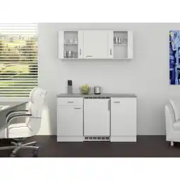 Möbelix Miniküche mit Kühlschrank + Kochfeld 150cm Weiß/Grau Dekor Angebot