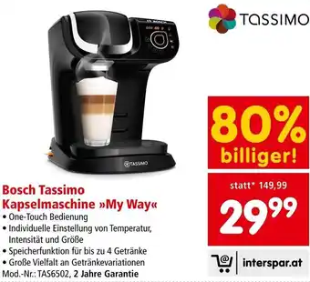 Interspar Tassimo Kaffeemaschine My Way2 TAS6502 Angebot