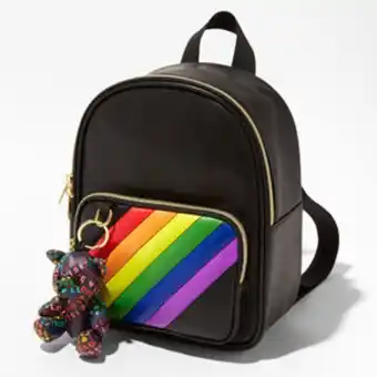 Claire's Rainbow stripe black small backpack Angebot