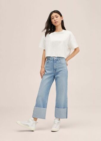 Gerade jeans mit umschlag