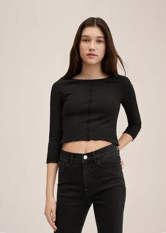 Mango Langärmliges t-shirt mit rippstruktur Angebot