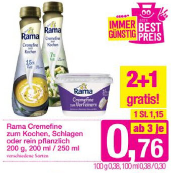 Sutterlüty Rama Cremefine Zum Kochen,Schlagen Oder Rein Pflanzlich 200 g,200 ml /250 ml Angebot
