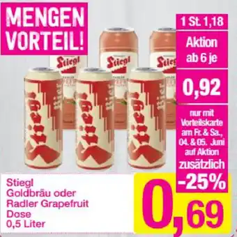 Sutterlüty Stiegl Goldbräu Oder Radler Grapefruit Dose 0,5 Liter Angebot