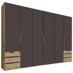 Möbelix Drehtürenschrank mit Laden 300cm Level 36a, Graphit/Eiche Angebot